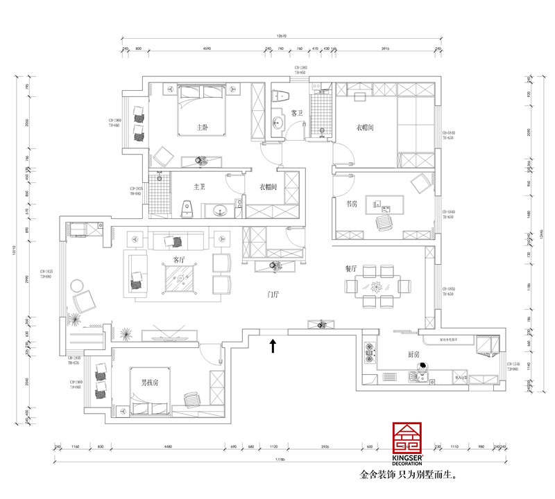 東南智匯城191平米戶型裝修設(shè)計(jì)平面布局圖