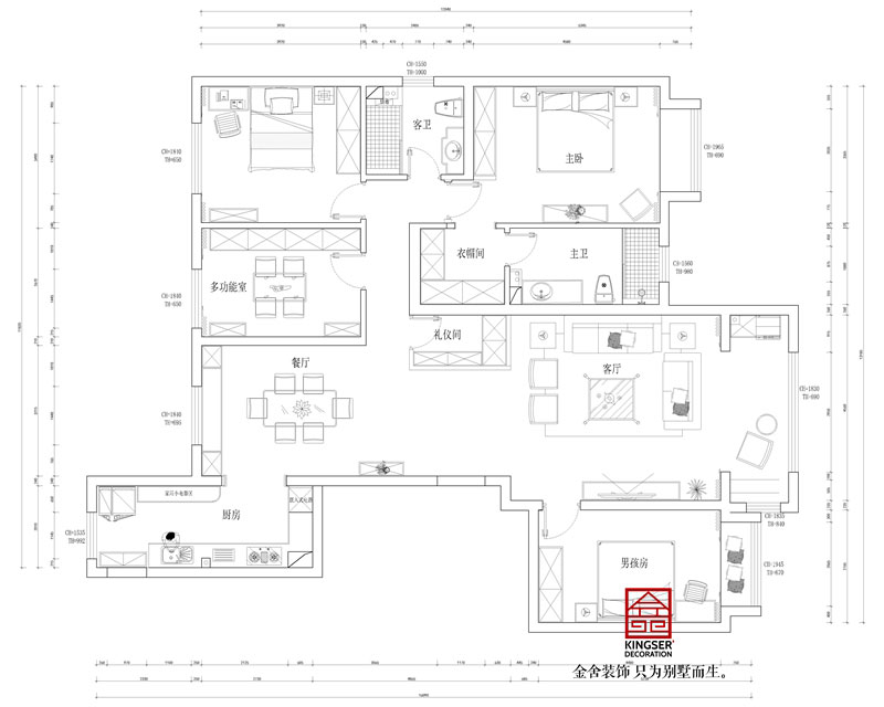 東南智匯城現(xiàn)代輕奢風(fēng)格191平米戶型解析