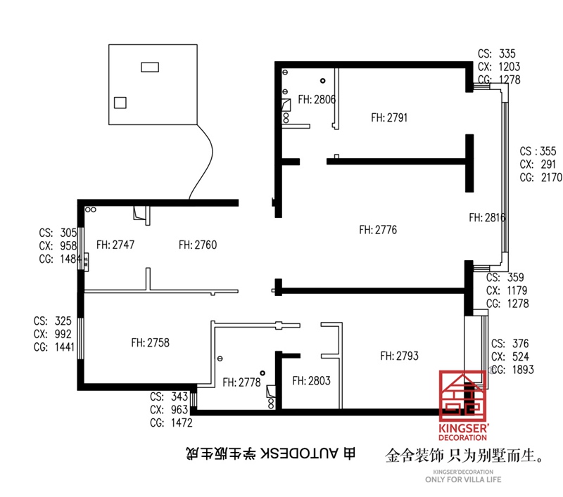 建投十號院三室二廳一廚兩衛(wèi)戶型原始平面圖