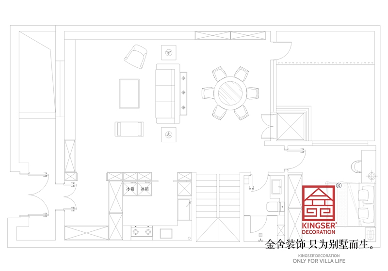 正定開元府260平別墅裝修戶型二層平面布置圖